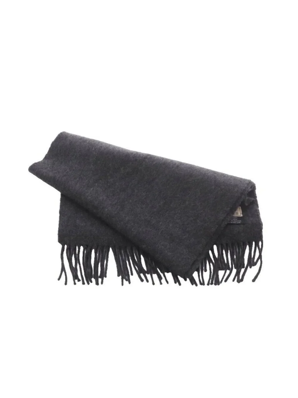 Hermes Cashmere Fringe Scarf Charcoal Gray AD